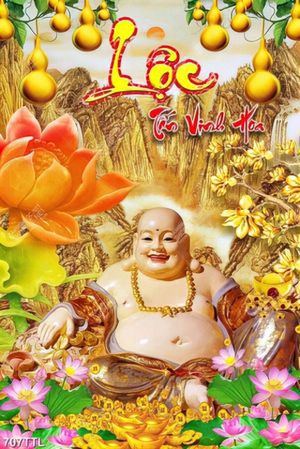 Tranh dán tường lộc tấn vinh hoa phật và hoa sen in iv