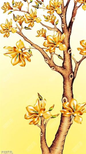 Tranh hoa mộc lan kim tiền khổ dọc chất lượng cao