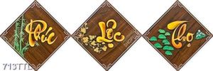 Tranh thư pháp phúc lộc thọ trên nền gỗ decor tường