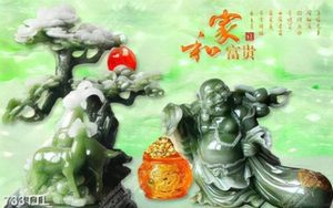 Tranh giả ngọc Phật Di Lặc trang trí nội thất