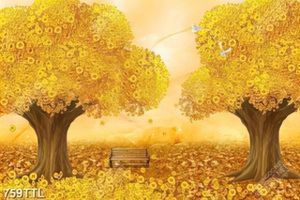 Tranh kim tiền trên núi vàng trang trí nội thất
