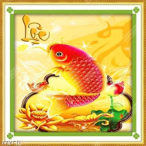 Tranh thư pháp chữ Lộc cá chép và hoa sen đẹp nhất