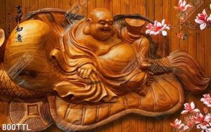 Tranh điêu khắc gỗ Phật Di Lặc đẹp nghệ thuật