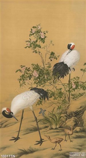 Tranh thư pháp chim Hạc treo tường đẹp