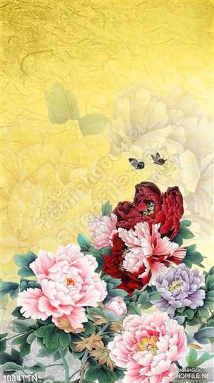 Tranh thư pháp hoa mẫu đơn nghệ thuật