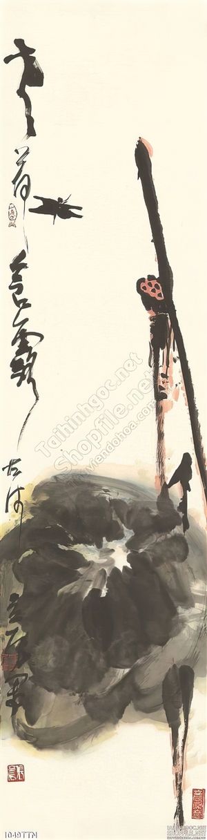 Tranh thư pháp hoa sen treo tường