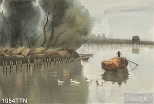 Tranh thư pháp sông nước đẹp