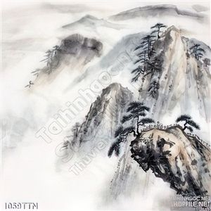 Tranh thư pháp thác nước phong thủy