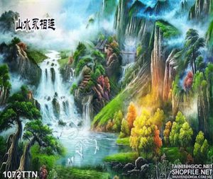 Tranh thư pháp thác nước phong thủy treo tường