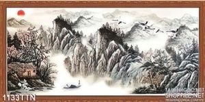 Tranh thư pháp thác nước sơn dầu đẹp