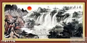 Tranh thư pháp thác nước sơn dầu đẹp