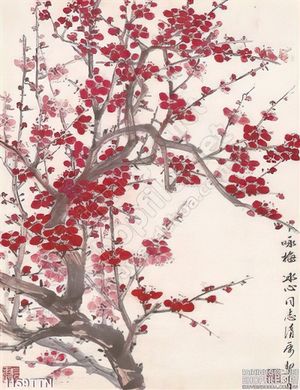 Tranh thư pháp hoa đào treo tường