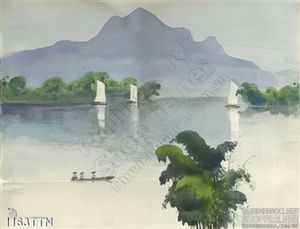 Tranh thư pháp màu nước nghệ thuật