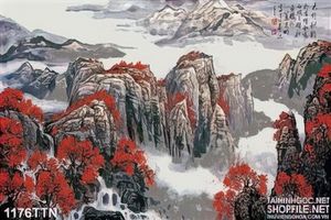 Tranh thư pháp thác nước trang trí phòng khách