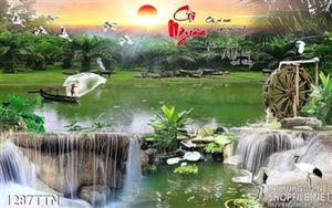 Tranh thác nước phong cảnh hữu tình