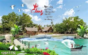 Tranh psd thác nước phong thủy mới nhất hiện nay