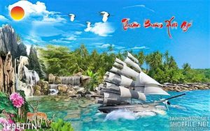 Tranh thác nước thuận buồm xuôi gió in uv