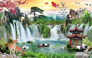 Tranh psd thác nước phong thủy đẹp nhất hiện nay