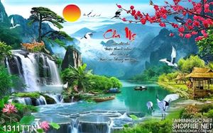 Tranh phong cảnh thư pháp nghệ thuật in uv