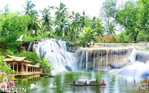 Tranh thác nước phong thủy trang trí phòng khách