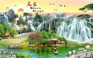 Tranh phong cảnh hữu tình thư pháp nghệ thuật wall