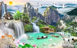 Tranh in uv thác nước phong thủy nghệ thuật