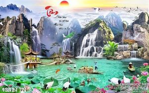 Tranh phong cảnh hữu tình thư pháp in uv