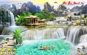 Tranh in uv thác nước phong thủy đẹp độc đáo