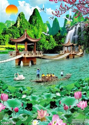 Tranh in uv thác nước nghệ thuật mùa xuân