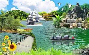Tranh thuận buồm xuôi gió nghệ thuật psd