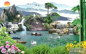 Tranh in 3D phong cảnh nghệ thuật và cây tre