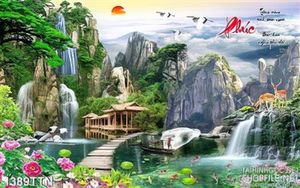 Tranh thư pháp phong cảnh hữu tình in 3D