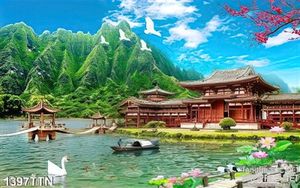 Tranh phong cảnh và ngôi đền cổ