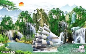 Tranh thuận buồm xuôi gió và thác nước