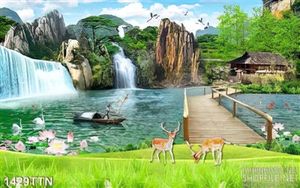 Tranh cây cầu và hươu