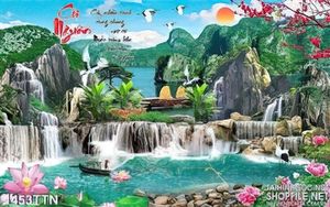 Tranh sơn thủy hữu tình mùa xuân