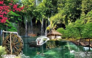 Tranh phong cảnh thác nước trong rừng