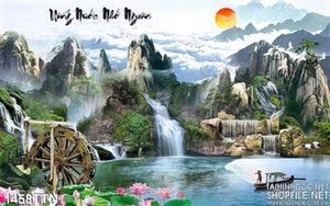 Tranh thư pháp uống nước nhớ nguồn psd