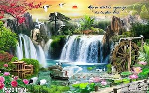 Tranh phong cảnh hữu tình mùa xuân decor wall