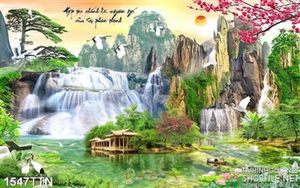Tranh sơn thủy mùa xuân nghệ thuật decor