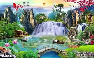 Tranh thư pháp thác nước phong thủy đẹp nhất