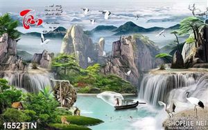 Tranh thư pháp phong cảnh thác nước
