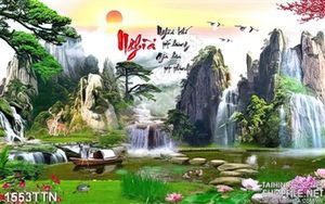 Tranh thư pháp phong cảnh thác nghệ thuật
