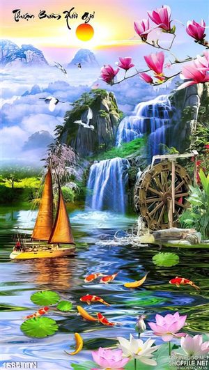 Tranh khổ dọc psd phong thủy wall décor