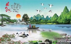 Tranh phong cảnh hữu tình psd nghệ thuật decor