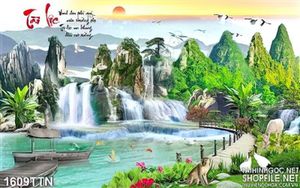 Tranh thư pháp decor phong cảnh hữu tình