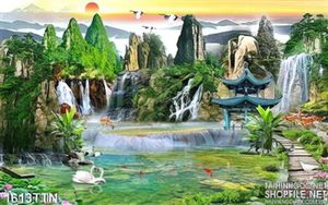 Tranh phong thác nước psd nghệ thuật in 3D