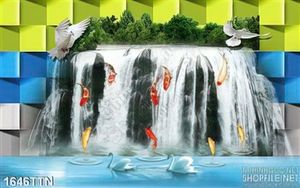 Tranh thác nước nghệ thuật và cá chép Koi