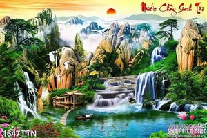 Tranh psd phong thủy hữu tình decor in 3D