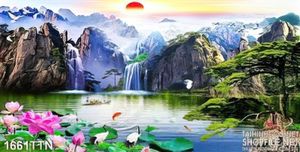Tranh decor psd phong cảnh thác nước nghệ thuật
